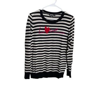 DKNY Sweater Women's Medium Silk Cashmere Love Striped Pullover Knit Y2k